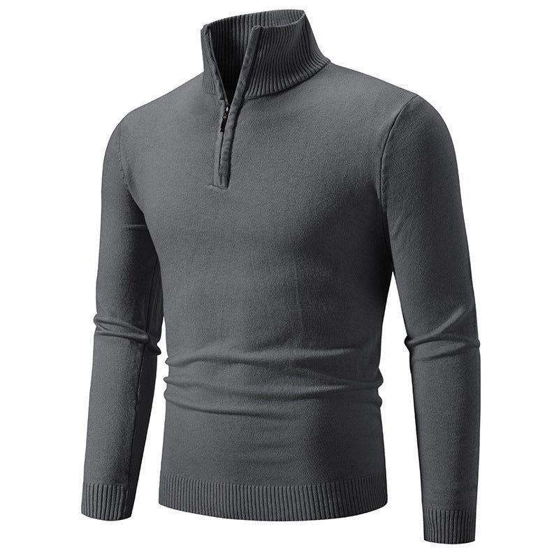 2023 Men's Plus Size Fleece Zip Mock Neck Sweater